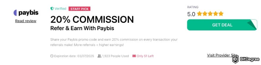 Paybis promo code: Paybis' coupon on BitDegree's page. Paybis promo code: Paybis' coupon on BitDegree's page.
