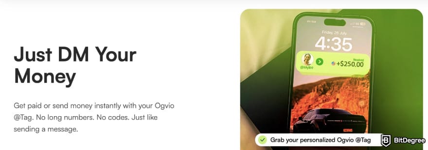 PayPal alternative: Ogvio displaying its tag feature.