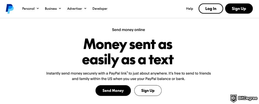 PayPal review: PayPal send money page. PayPal review: PayPal send money page.