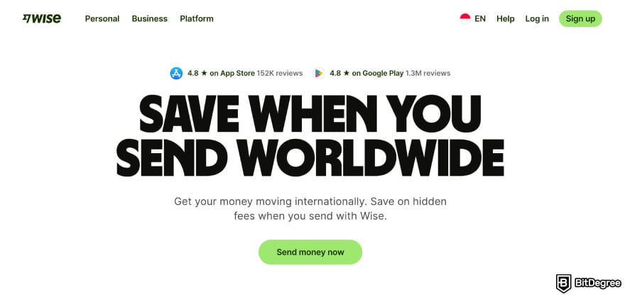 PayPal review: Wise homepage. PayPal review: Wise homepage.