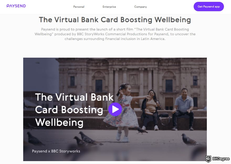 Paysend review: Paysend's promotion as a virtual bank.