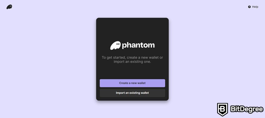 Phantom Wallet review: sign-up window.