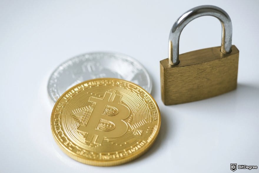 Phemex review: two BTC coins and a padlock.