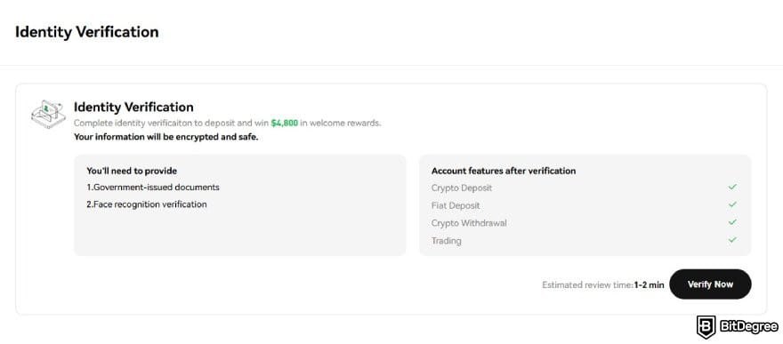 Phemex review: the Identity Verification page on Phemex.