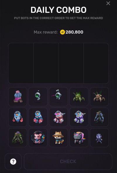 Pixelverse airdrop: a screenshot of the Daily Combo feature on PixelTap.