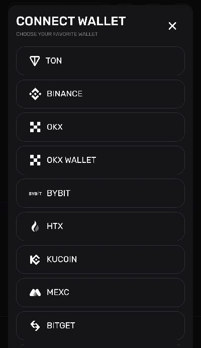 Pixelverse airdrop: a screenshot of the wallet options on the PixelTap app.