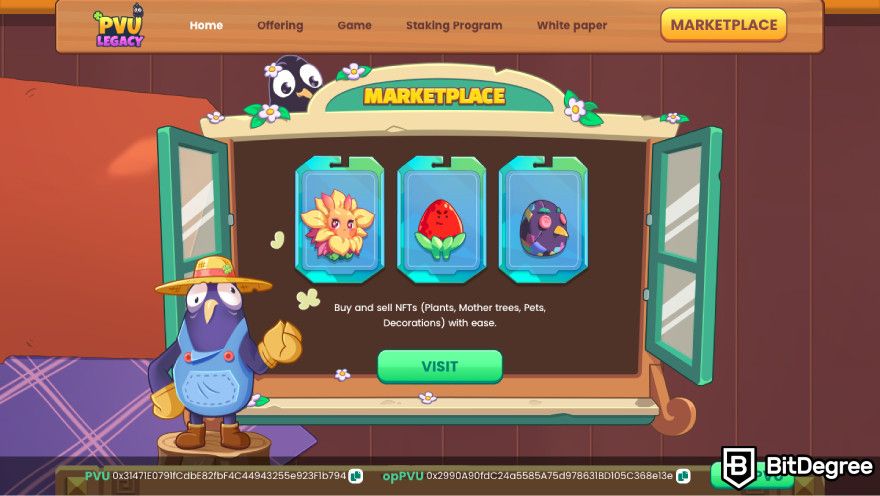 Plant VS Undead NFT: a screenshot of the PVU Legacy marketplace.