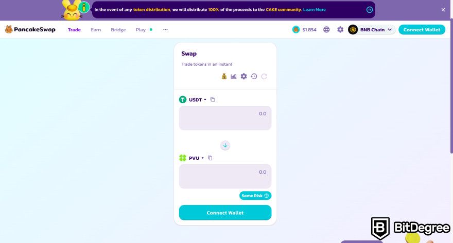 Plant VS Undead NFT: a screenshot of PVU token swapping.