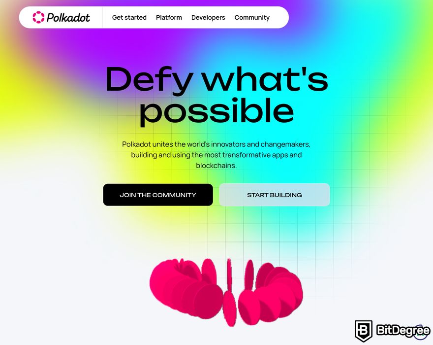 Polkadot staking: a preview of Polkadot homepage.