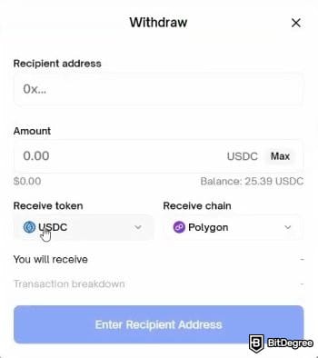 Polymarket review: the withdrawal window on Polymarket.
