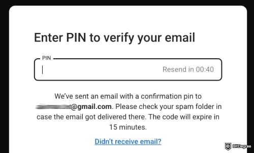 PrimeXBT review: email verification.