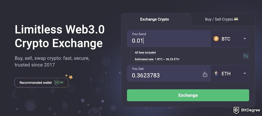 Privacy-focused exchange: the exchange widget on the ChangeNOW homepage. Privacy-focused exchange: the exchange widget on the ChangeNOW homepage.