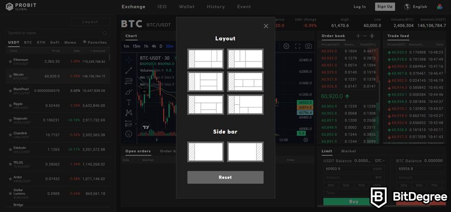 ProBit review: layout options on ProBit.