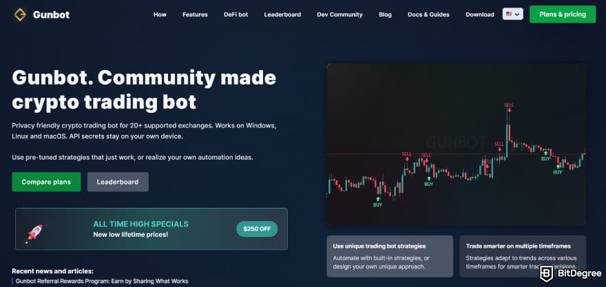 Profit Trailer review: Gunbot's homepage.
