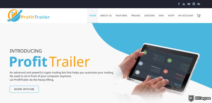 Profit Trailer review: ProfitTrailer's homepage.