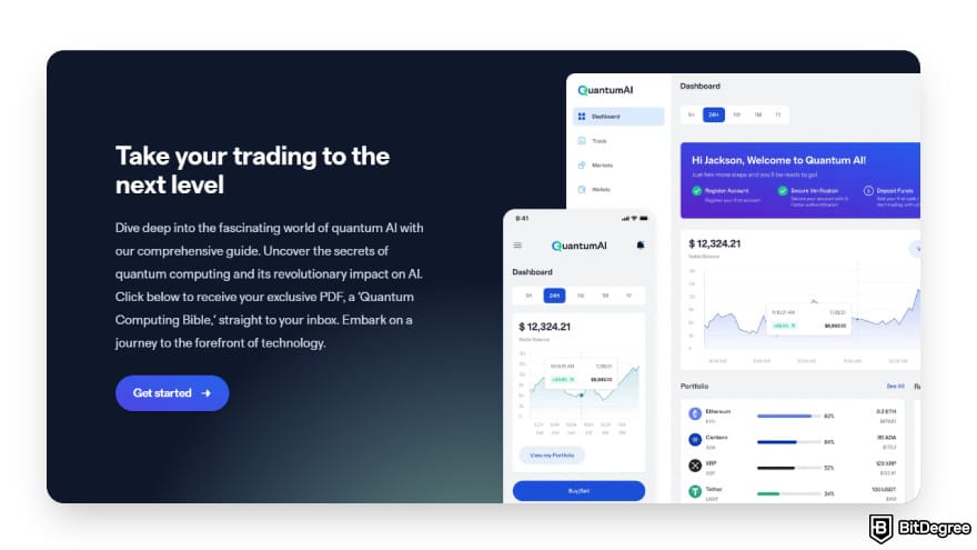 Quantum AI review: how the trading dashboard looks like.