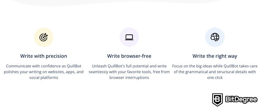 QuillBot AI review: QuillBot's macOS integration benefits displayed on the website.