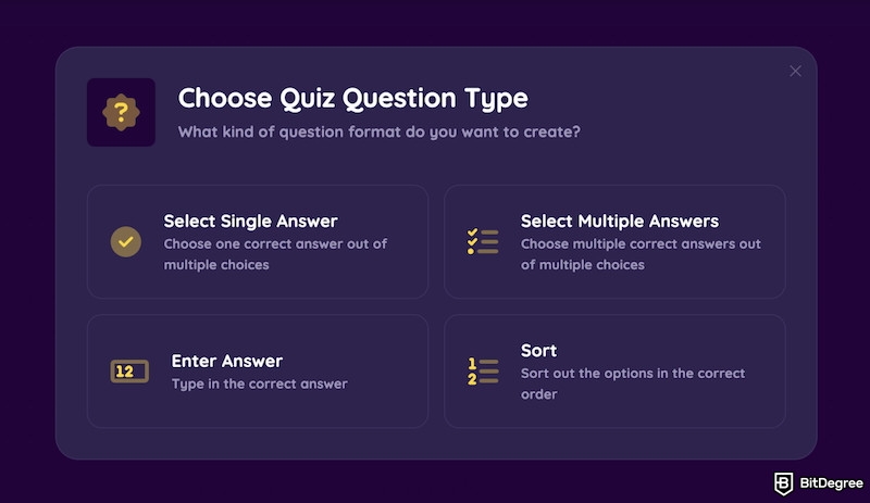 How to build a crypto community: Mission quiz question type.