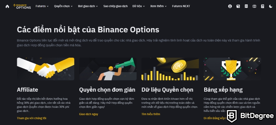 Quyền chọn Binance: Các điểm nổi bật.