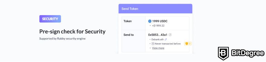 Rabby wallet review: a screenshot of Rabby wallet's transaction risk scanning feature.