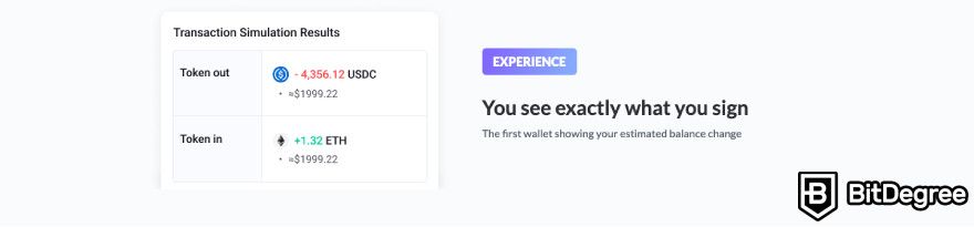 Rabby wallet review: a screenshot of Rabby wallet's transaction transparency feature.