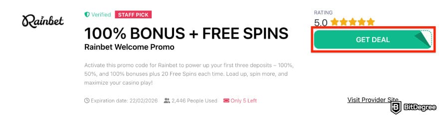 Rainbet promo code: example.