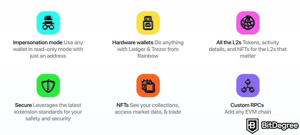 Rainbow wallet review: a list of Rainbow wallet features including security measures.