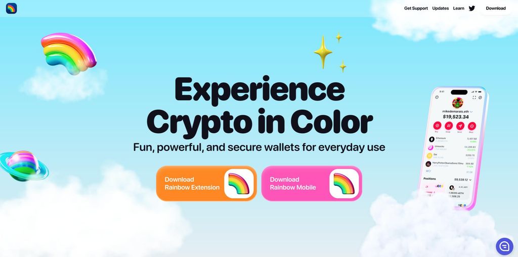 Rainbow wallet review: a preview of Rainbow wallet homepage.