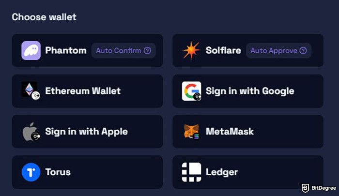 Raydium review: a list of wallet options on Raydium.