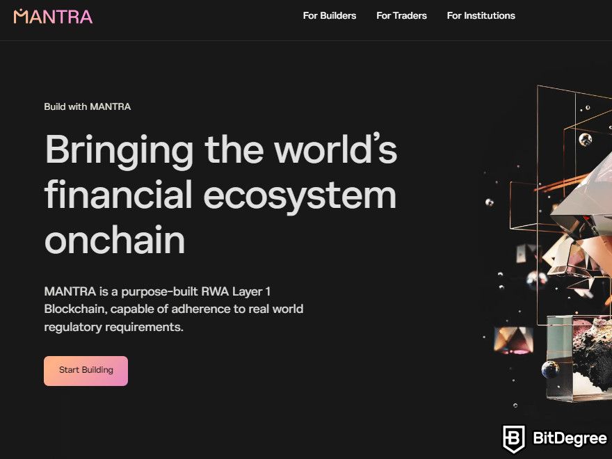 Real World Asset Crypto: a screenshot of Mantra official website.