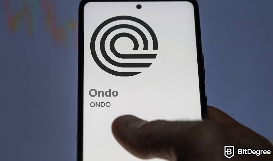 Real World Asset Crypto: Ondo logo on a phone screen.