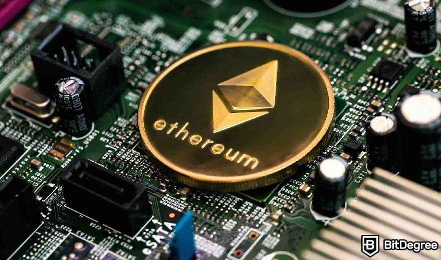 Real-World Assets Crypto: an Ethereum gold coin.