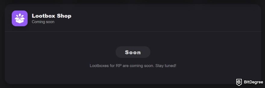Reels.io casino review: the lootbox shop is still marked as coming soon.