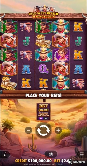 Reels.io casino review: playing a slot game on phone.