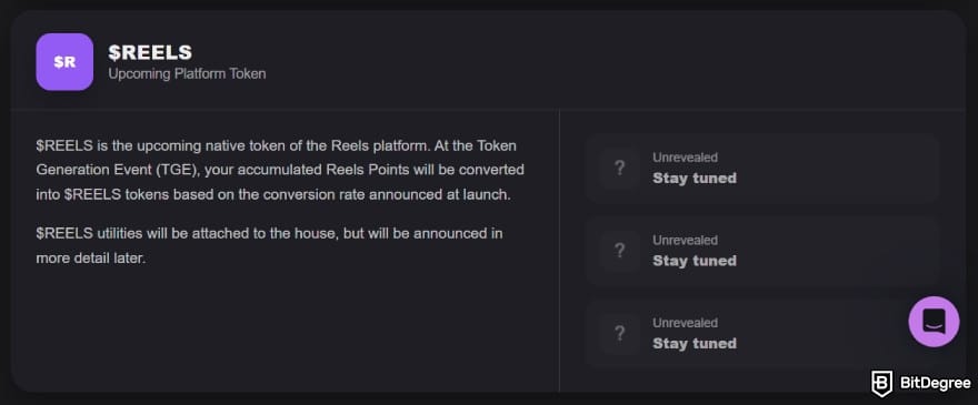 Reels.io review: The REELS token is still pending announcement.