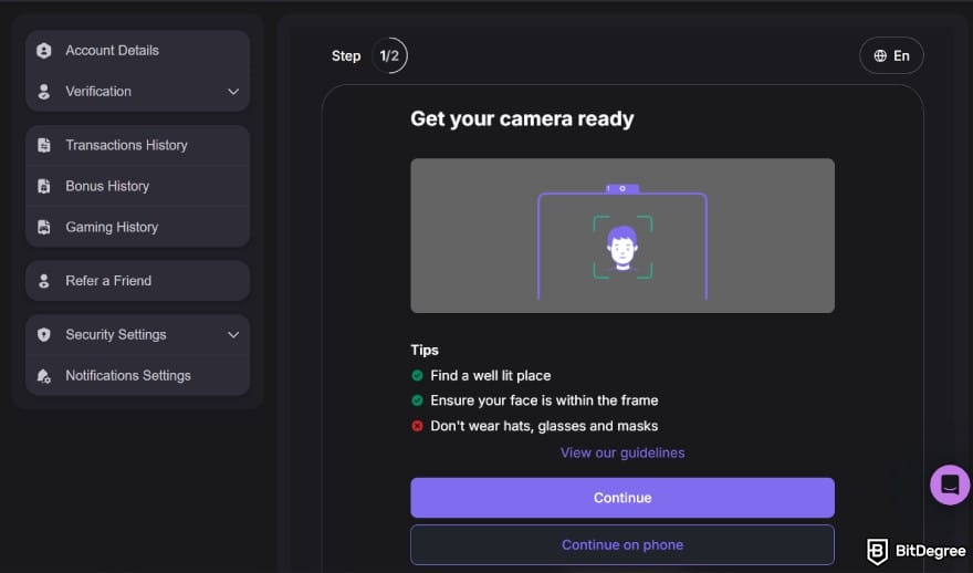 Reels.io casino review: review: facial verification on the platform.