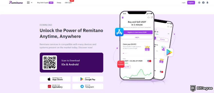 Remitano review: platform availability.