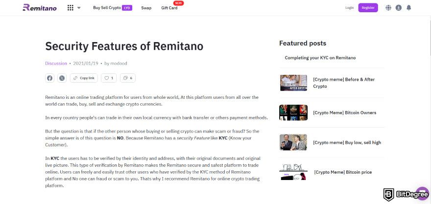 Remitano review: security features.