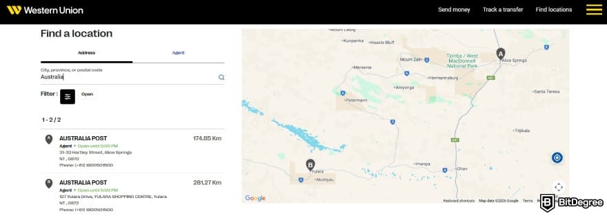 Remitly alternative: Western Union's Find a location.