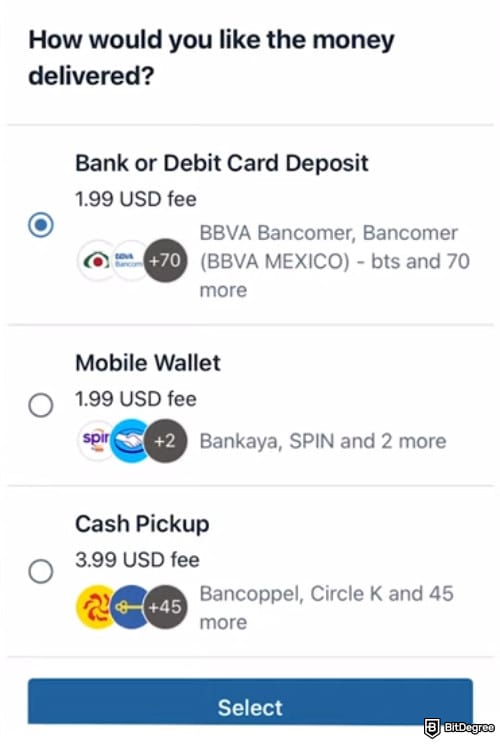 Remitly review: money delivery methods.