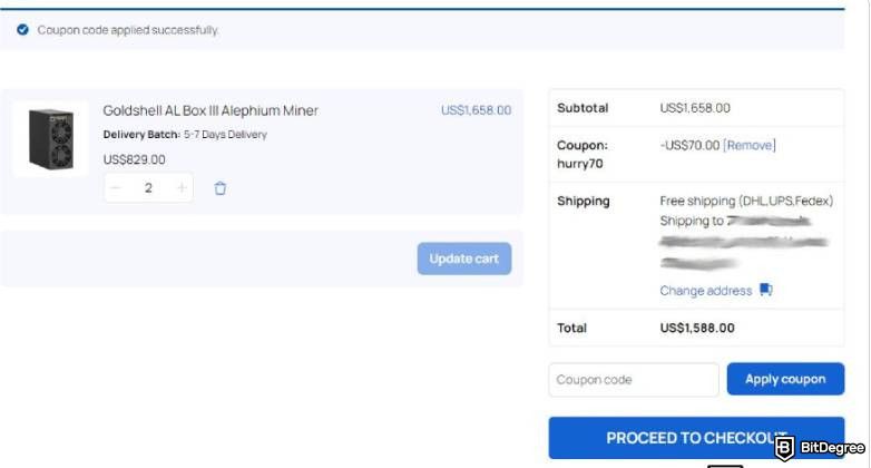 Reseña de ASIC Marketplace: Aplicar Cupón.
