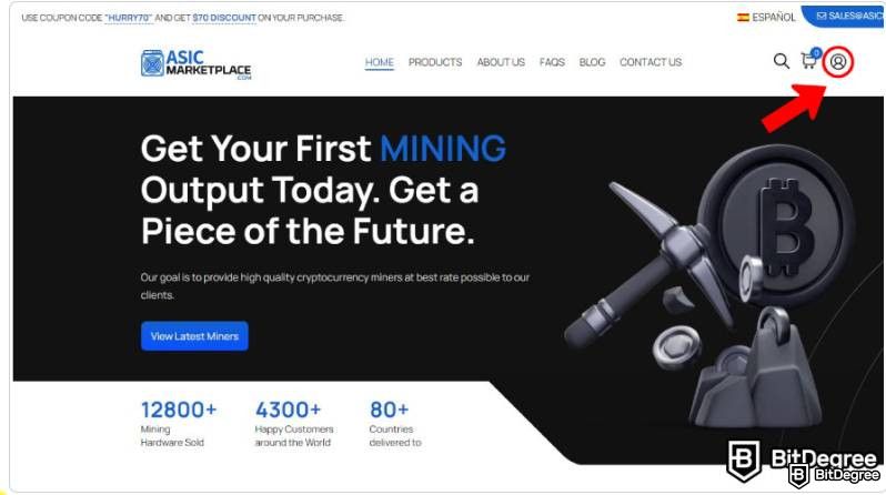 Reseña de ASIC Marketplace: Ícono de "Mi Cuenta".