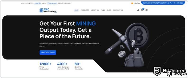 Reseña de ASIC Marketplace: Página Principal.