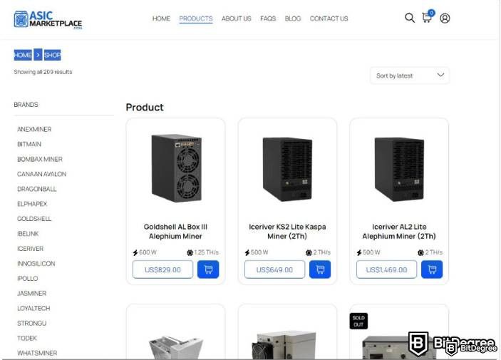Reseña de ASIC Marketplace: Seleccionar Equipo a Comprar.