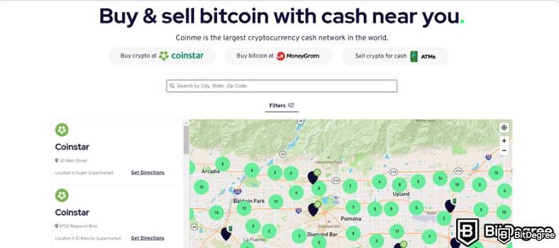 Reseña de Coinme: Función de Mapa en Coinme.