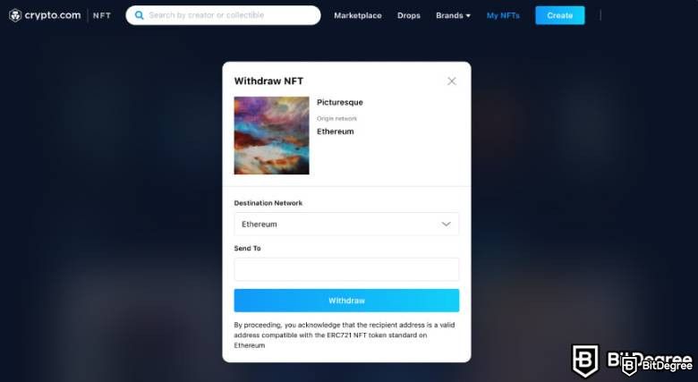 Reseña de Crypto.com NFT: Destino de Retiro de NFT.