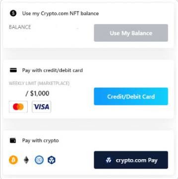 Reseña de Crypto.com NFT: Métodos de Pago.
