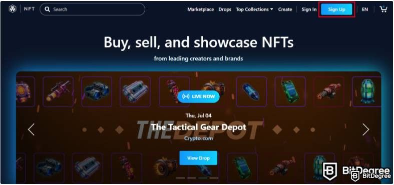 Reseña de Crypto.com NFT: Página de Compra y Venta de NFT.
