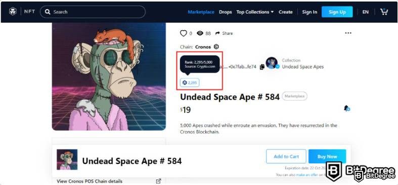 Reseña de Crypto.com NFT: Puntuación de Rarity.