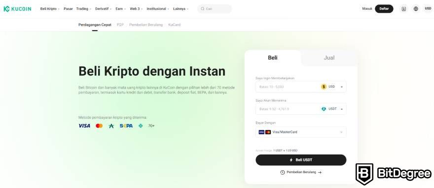 Review KuCoin: Beli kripto dengan instan.